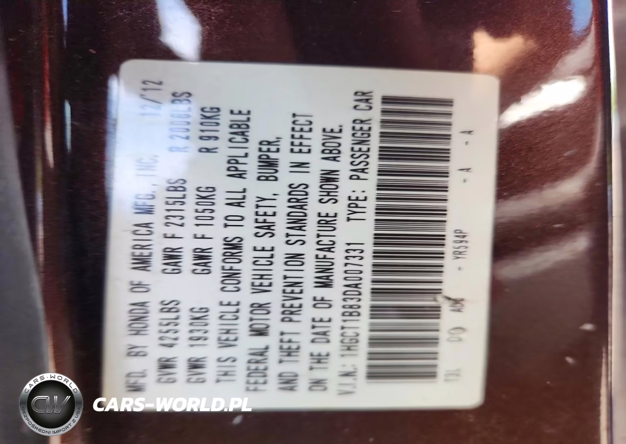 2013 Honda Accord Exl VIN:1HGCT1B83DA007331 - 12
