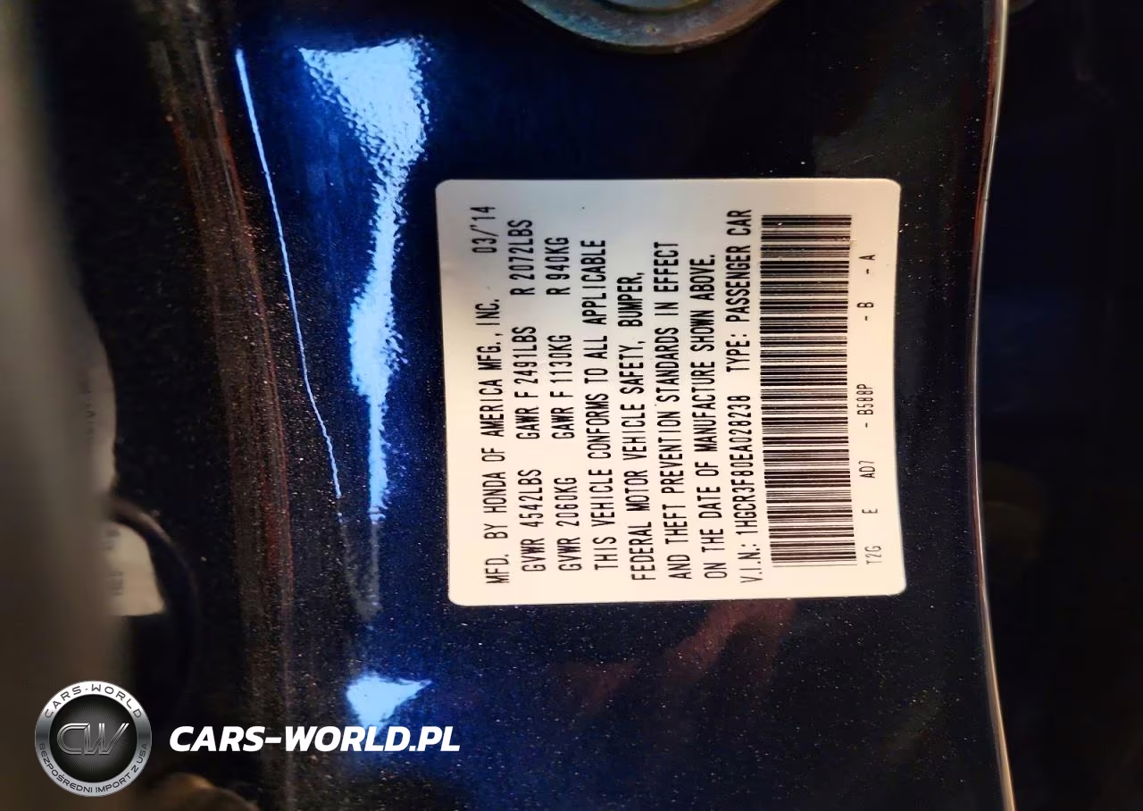 2014 Honda Accord Exl VIN:1HGCR3F80EA028238 - 12