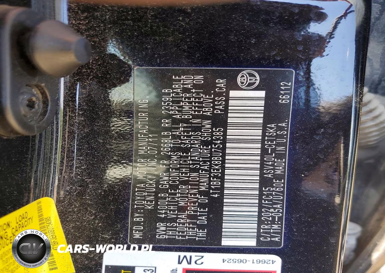2011 Toyota Camry Se VIN:4T1BF3EK8BU754385 - 12