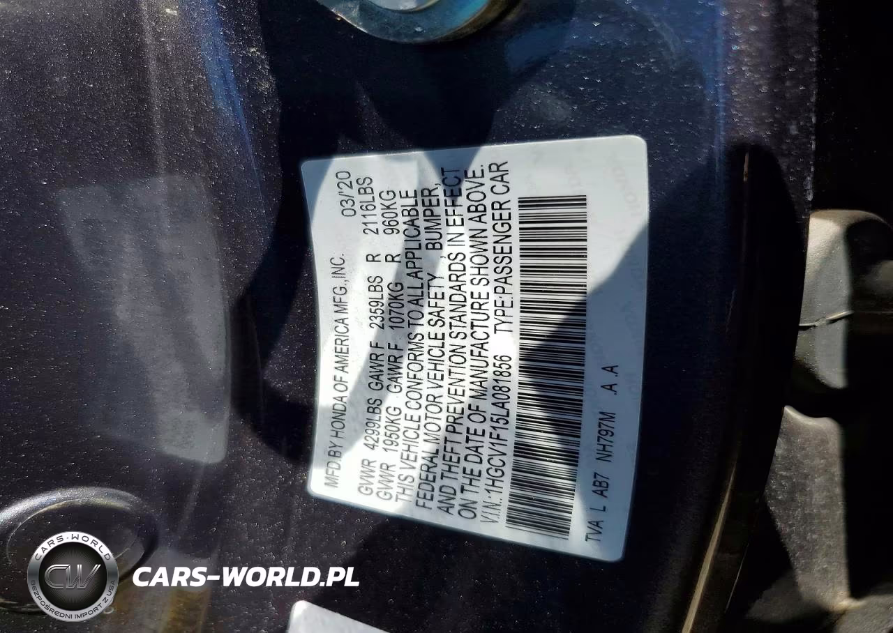 2020 Honda Accord Lx VIN:1HGCV1F15LA081856 - 12