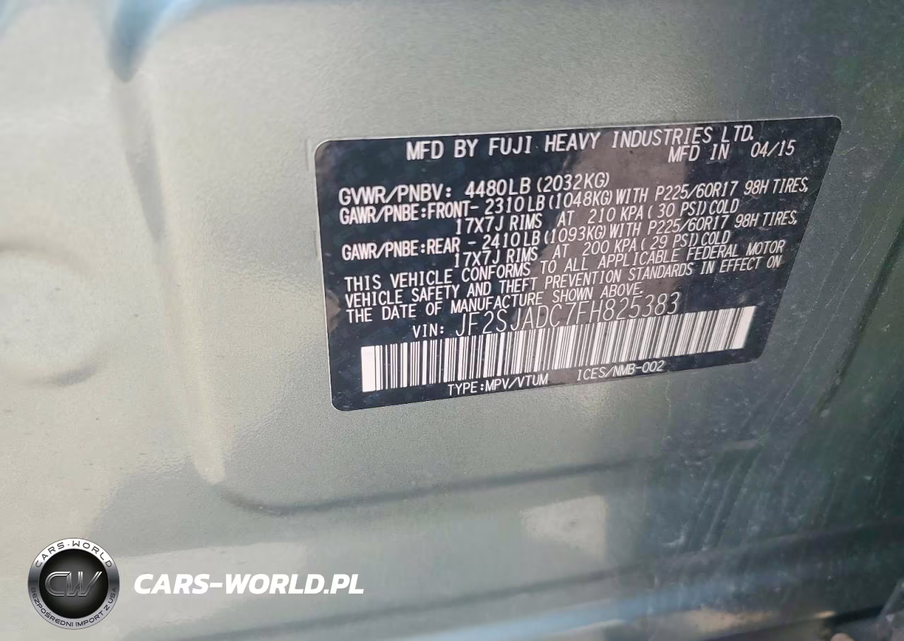 2015 Subaru Forester 2.5I Premium VIN:JF2SJADC7FH825383 - 13
