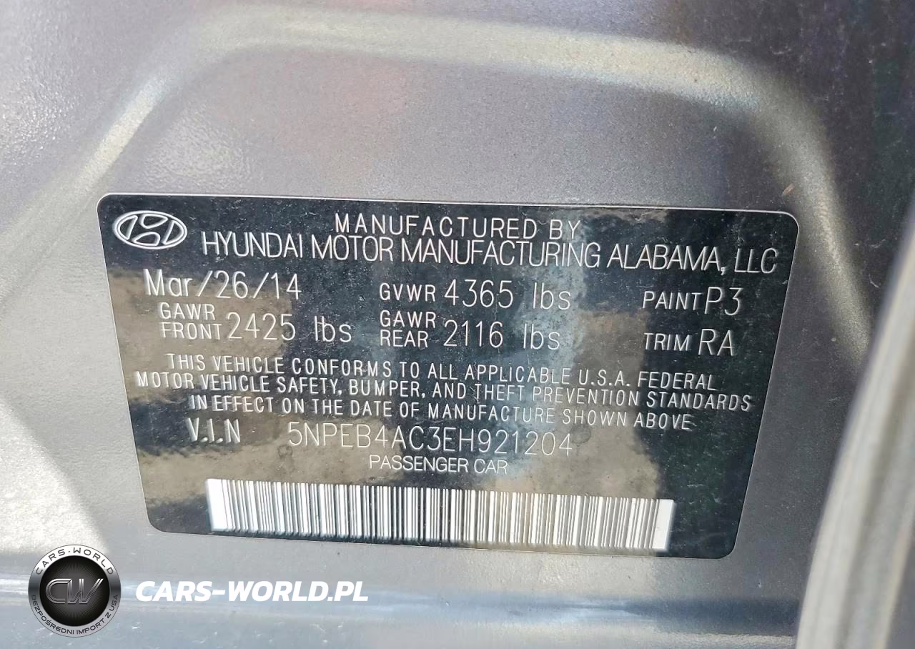 2014 Hyundai Sonata Gls VIN:5NPEB4AC3EH921204 - 12