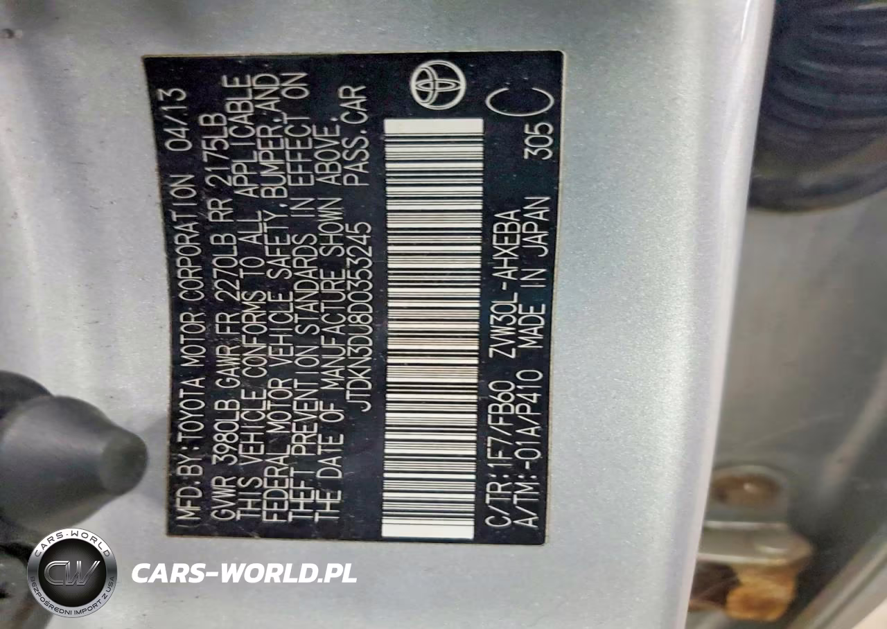 2013 Toyota Prius Two VIN:JTDKN3DU8D0353245 - 13
