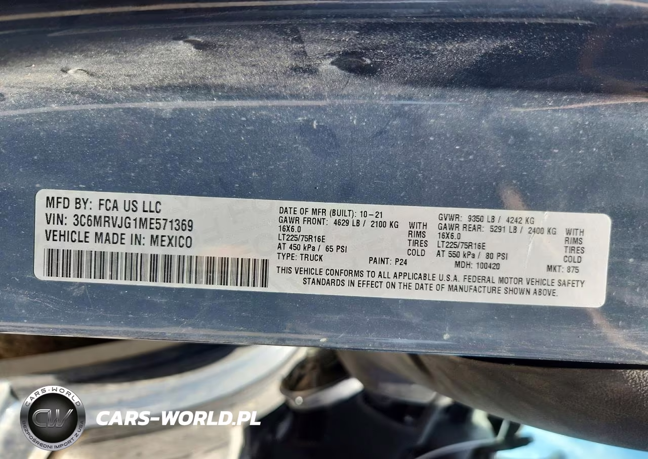 2021 Ram Promaster 3500 Delivery Van VIN:3C6MRVJG1ME571369 - 13