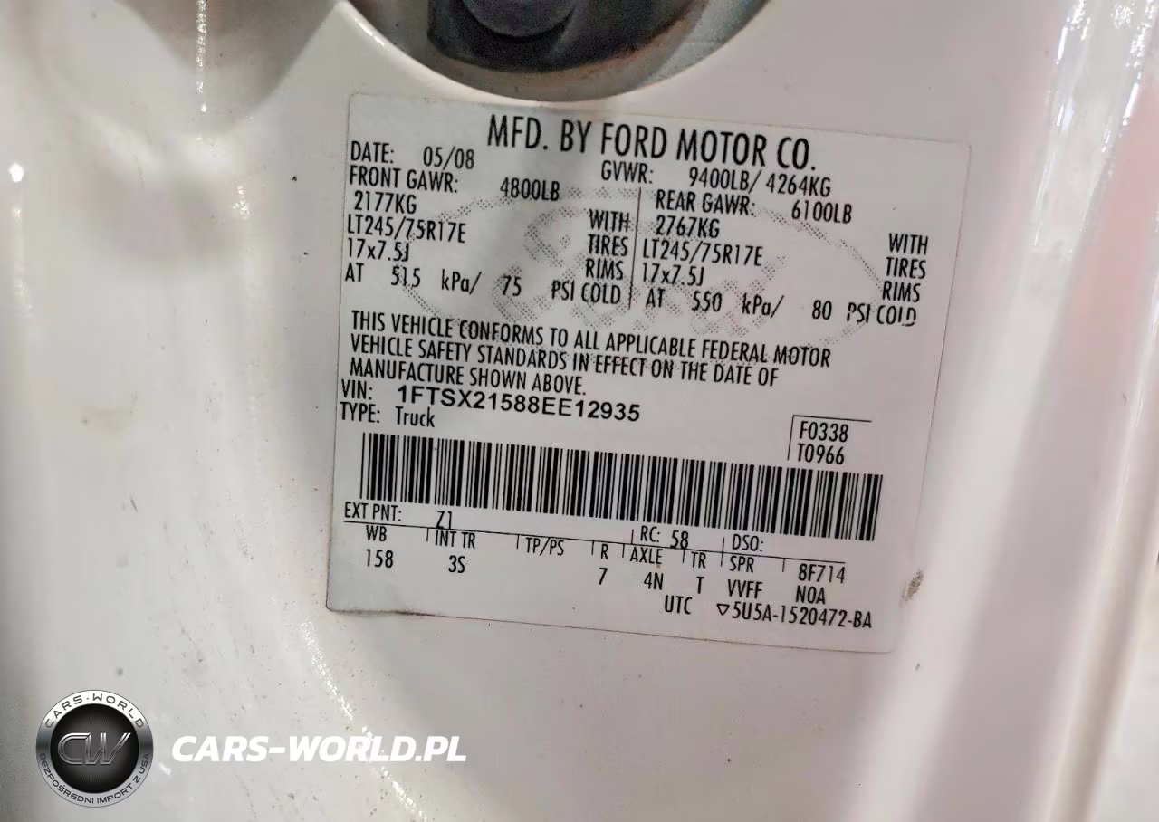 2008 Ford F250 Super Duty VIN:1FTSX21588EE12935 - 12