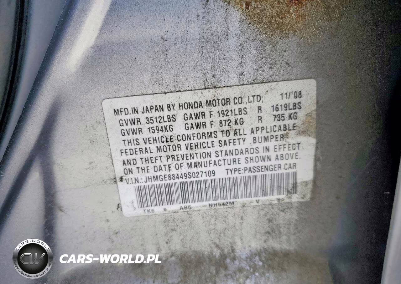 2009 Honda Fit Sport VIN:JHMGE88449S027109 - 12