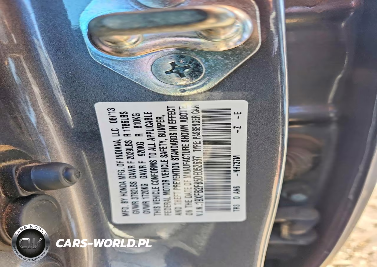 2013 Honda Civic Ex VIN:19XFB2F85DE052637 - 12