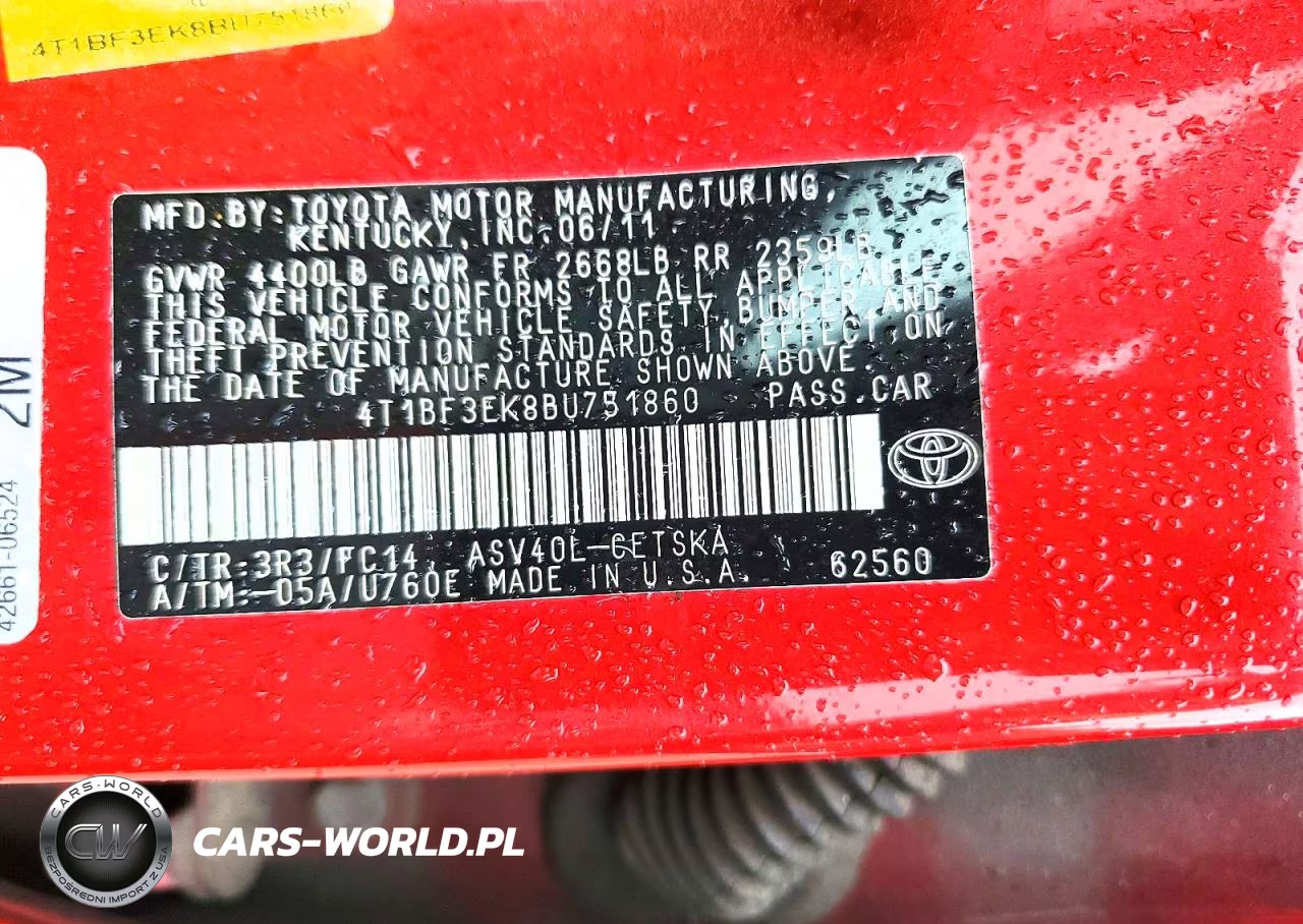 2011 Toyota Camry Se VIN:4T1BF3EK8BU751860 - 12