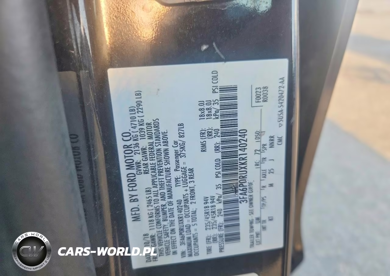 2019 Ford Fusion Titanium VIN:3FA6P0RUXKR140240 - 13