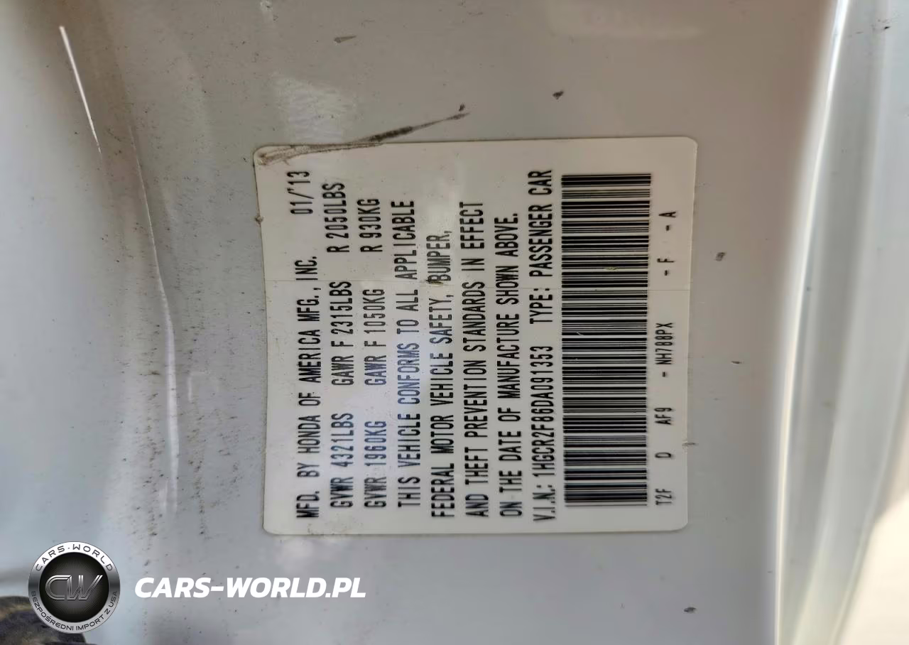 2013 Honda Accord Exl VIN:1HGCR2F86DA091353 - 13