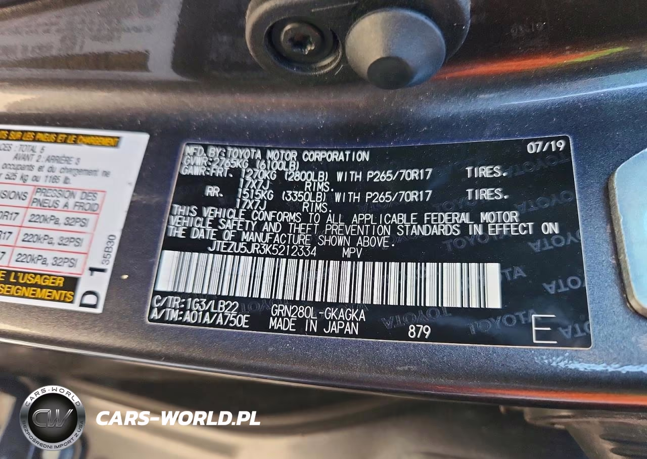 2019 Toyota 4Runner Sr5 Premium VIN:JTEZU5JR3K5212334 - 12