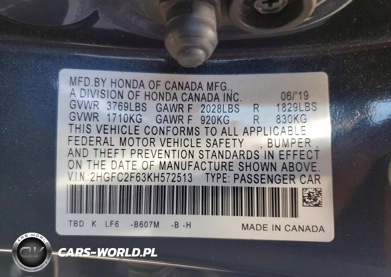 2019 Honda Civic Lx VIN:2HGFC2F63KH572513 - 12