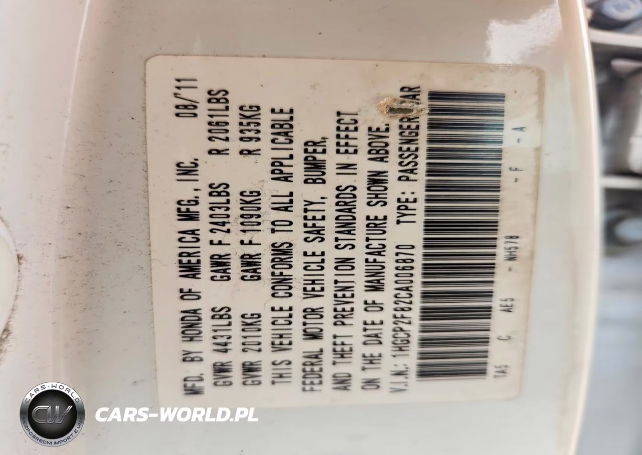 2012 Honda Accord Exl VIN:1HGCP2F82CA006870 - 12