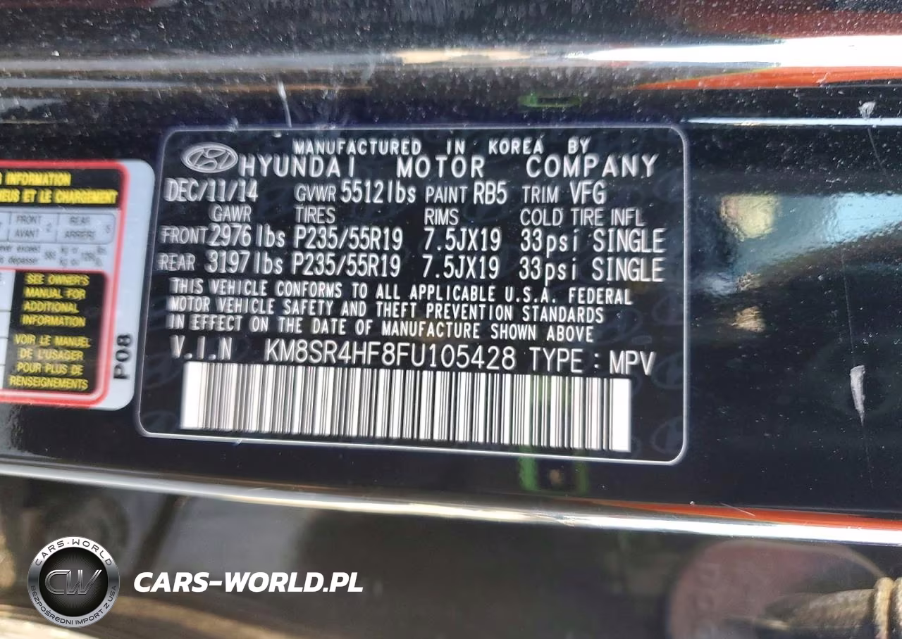 2015 Hyundai Santa Fe Gls VIN:KM8SR4HF8FU105428 - 13
