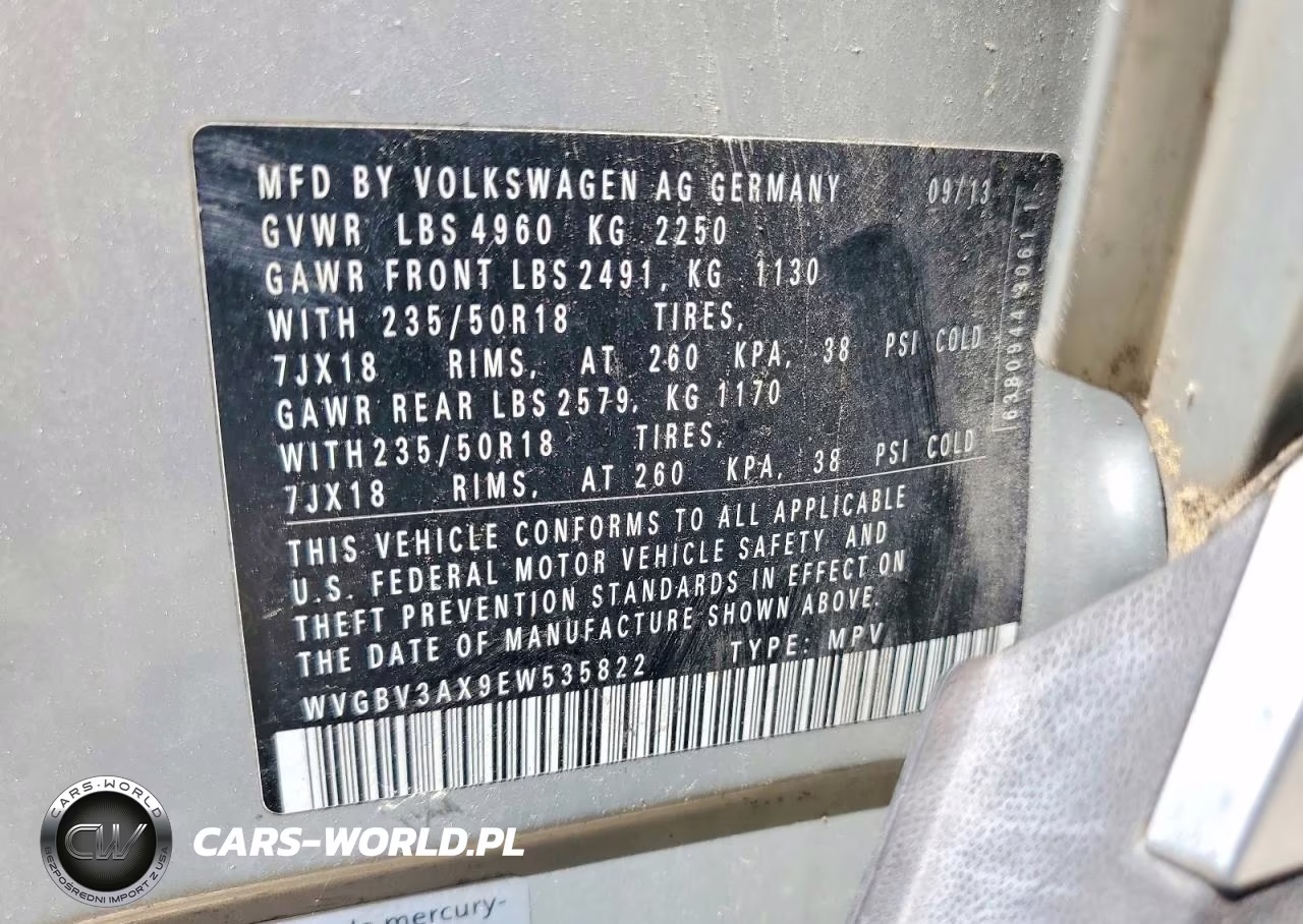2014 Volkswagen Tiguan S VIN:WVGBV3AX9EW535822 - 13