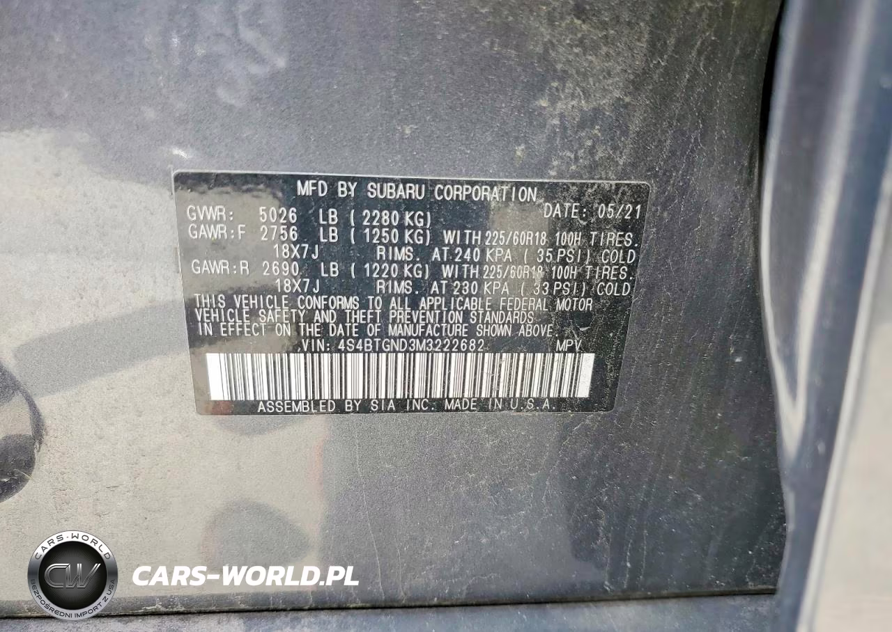 2021 Subaru Outback Limited Xt VIN:4S4BTGND3M3222682 - 13