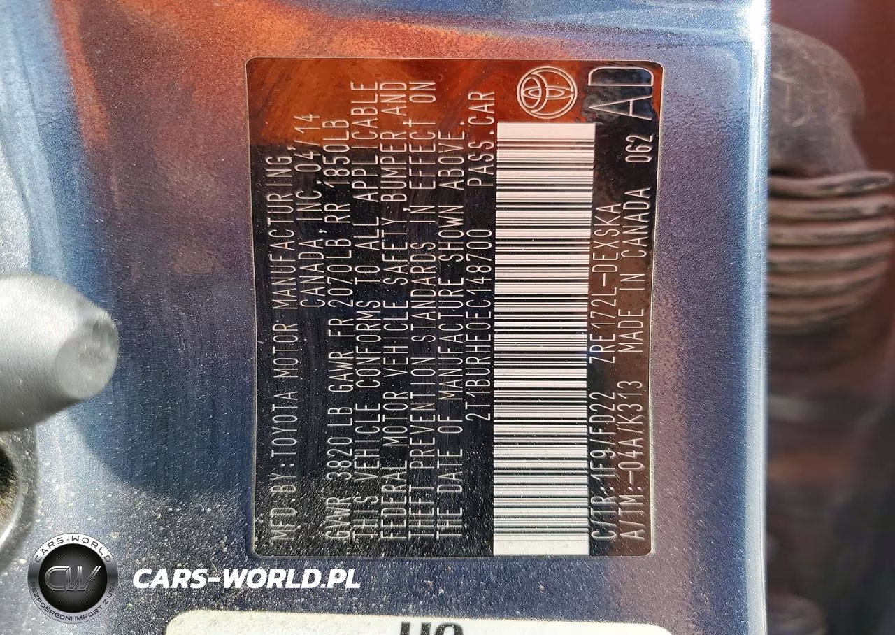 2014 Toyota Corolla S Plus VIN:2T1BURHE0EC148700 - 12