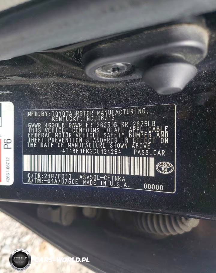 2012 Toyota Camry Le VIN:4T1BF1FK2CU124284 - 12