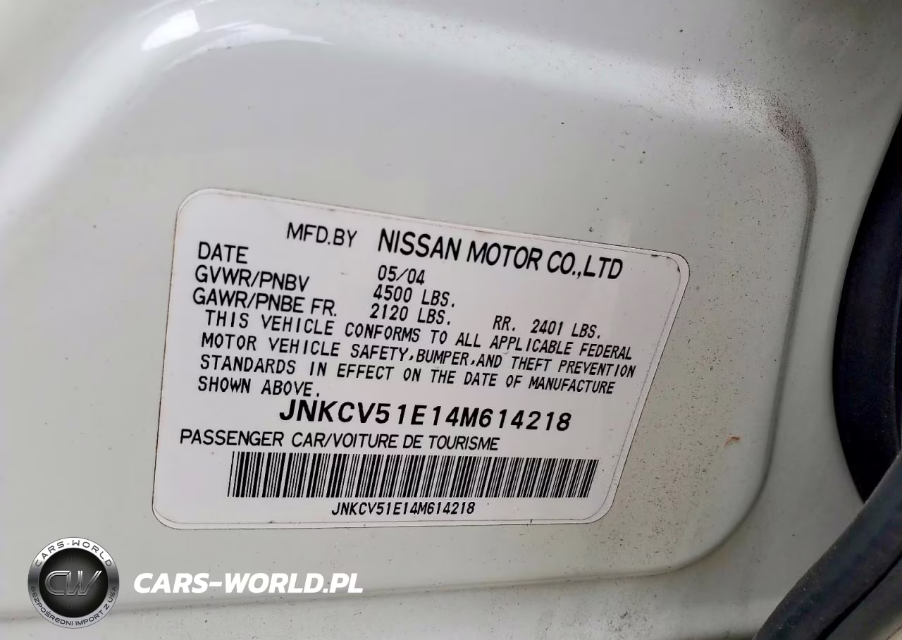 2004 Infiniti G35 Base VIN:JNKCV51E14M614218 - 12