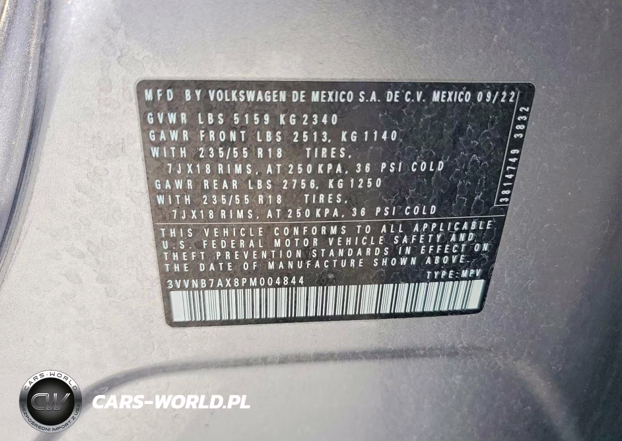 2023 Volkswagen Tiguan Se VIN:3VVNB7AX8PM004844 - 12