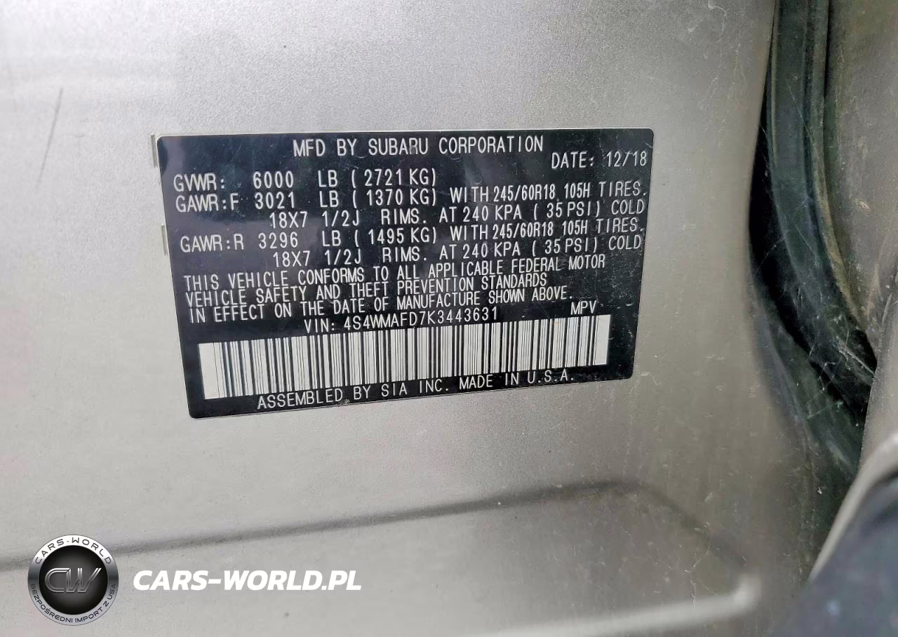 2019 Subaru Ascent Premium VIN:4S4WMAFD7K3443631 - 12