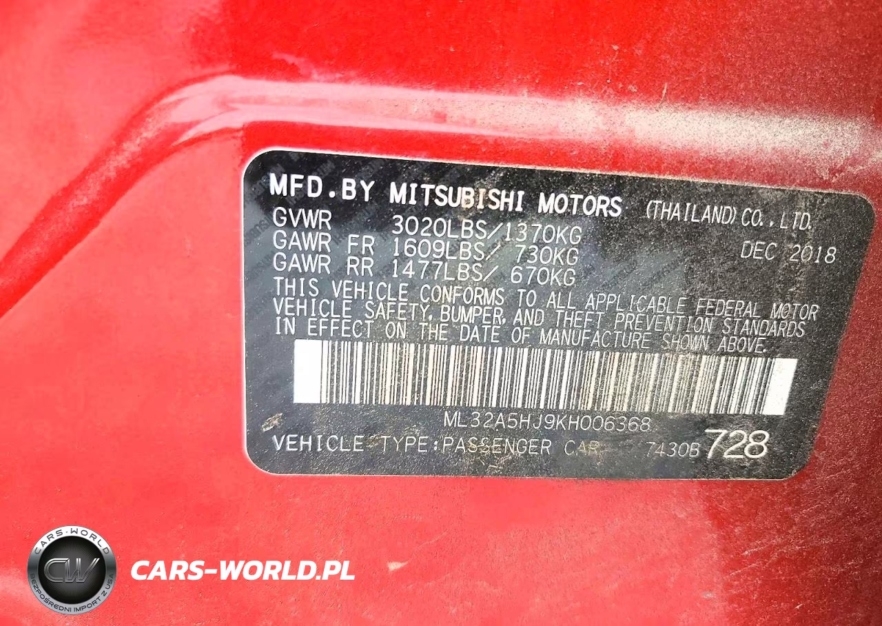 2019 Mitsubishi Mirage Le VIN:ML32A5HJ9KH006368 - 12