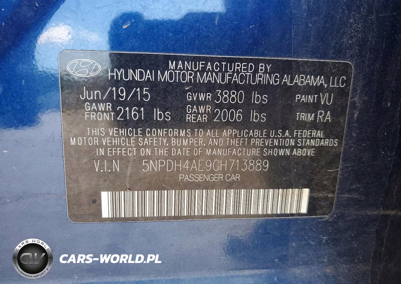 2016 Hyundai Elantra Se VIN:5NPDH4AE9GH713889 - 12