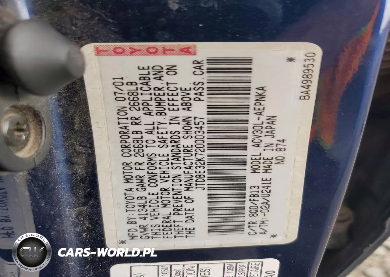 2002 Toyota Camry Le VIN:JTDBE32K720003457 - 12
