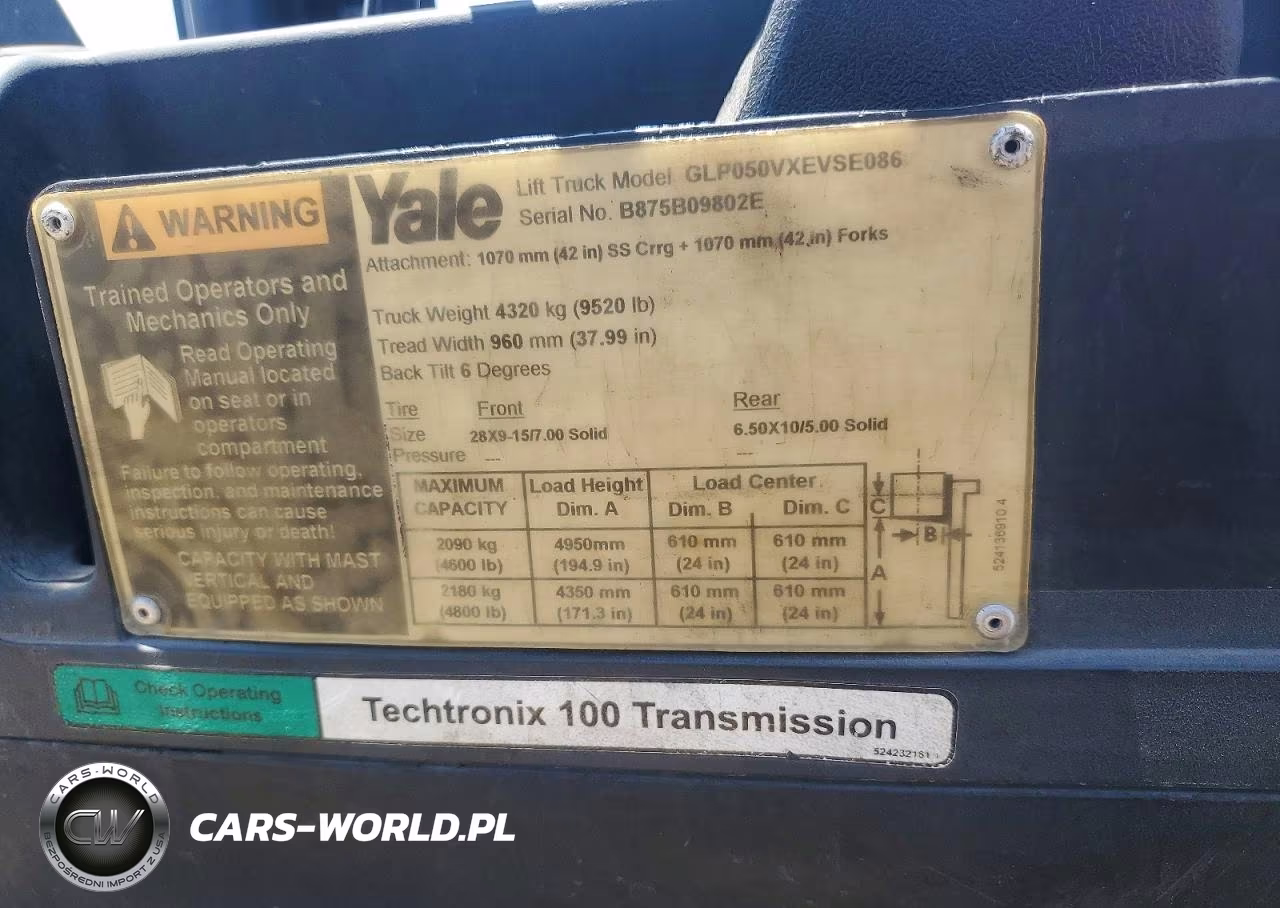 2008 Yale Glp050Vxevsvse086 Forklift VIN:B875B09802E - 10