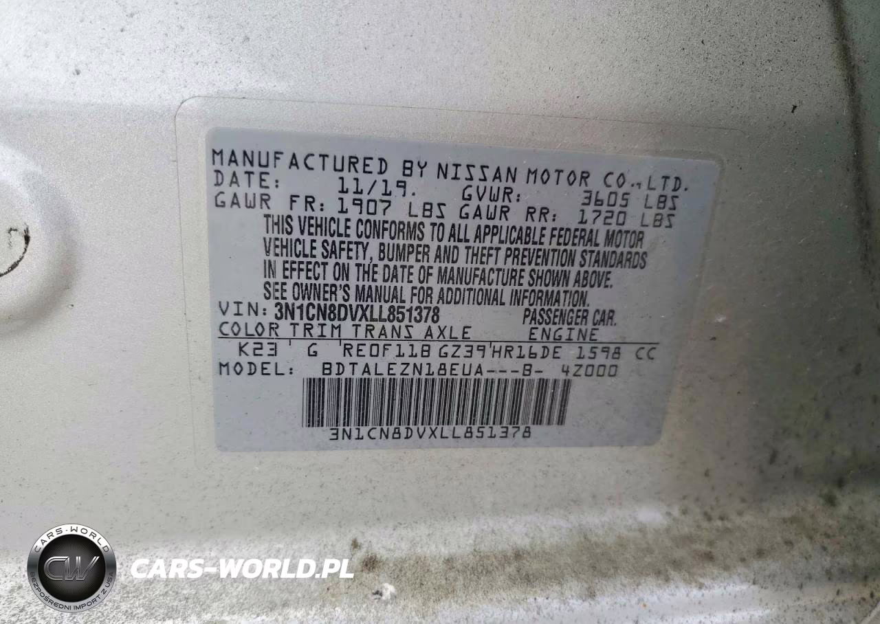 2020 Nissan Versa S VIN:3N1CN8DVXLL851378 - 12