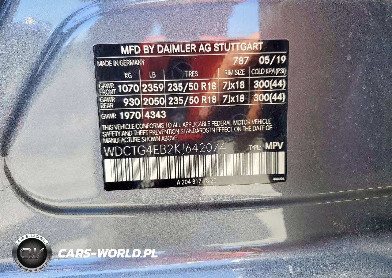 2019 Mercedes-Benz Gla 250 VIN:WDCTG4EB2KJ642074 - 13