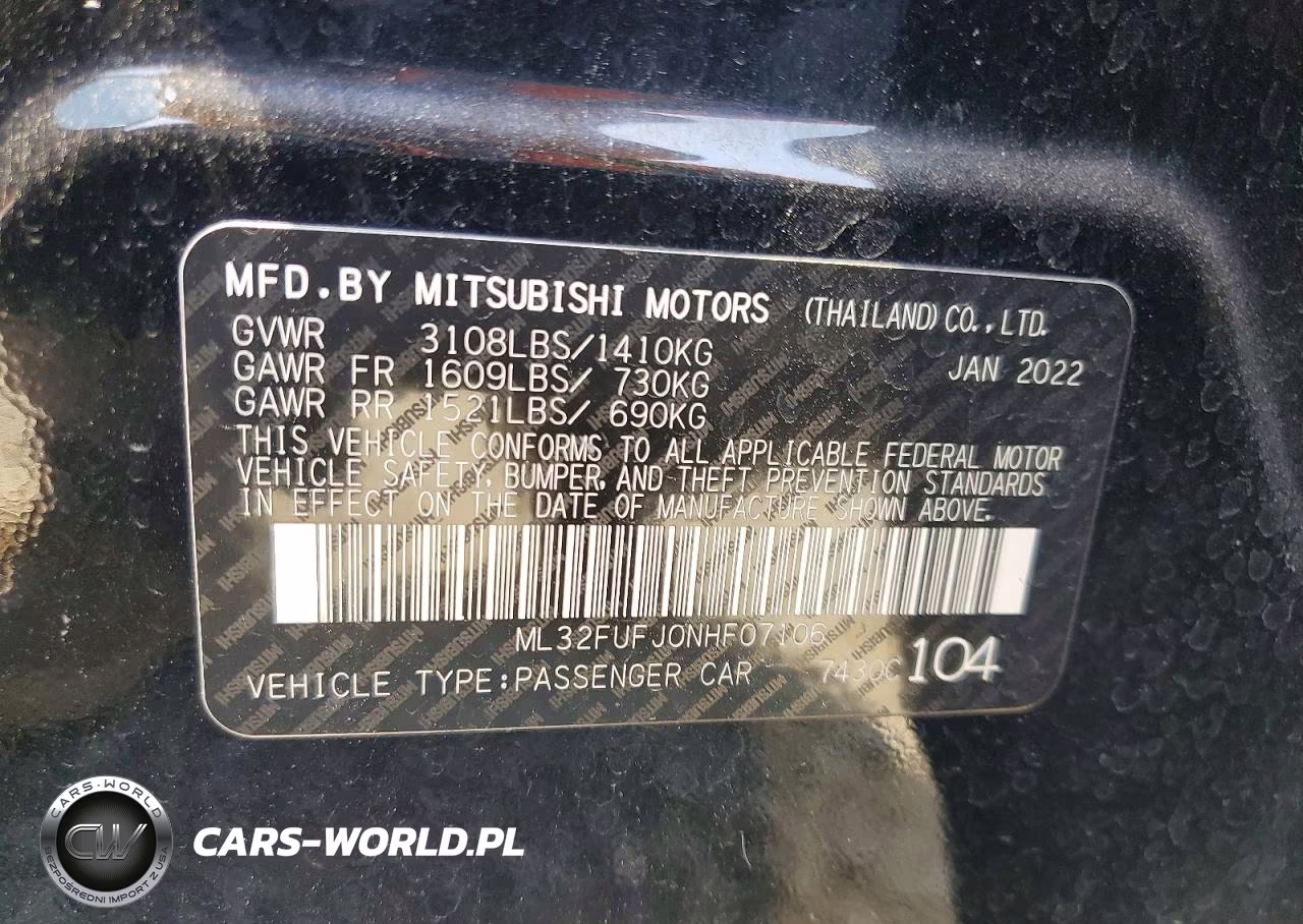 2022 Mitsubishi Mirage G4 Es VIN:ML32FUFJ0NHF07106 - 13