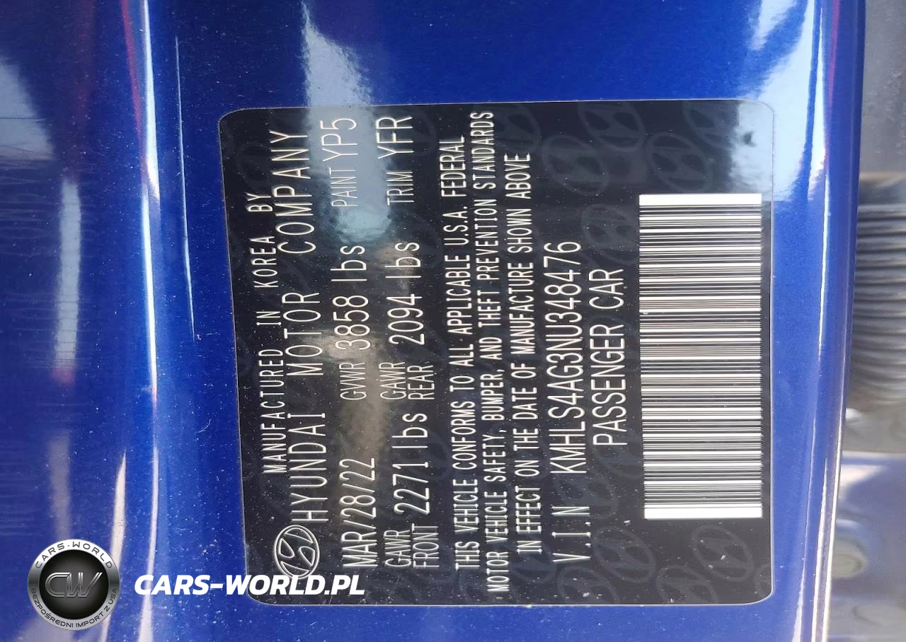 2022 Hyundai Elantra Sel VIN:KMHLS4AG3NU348476 - 12