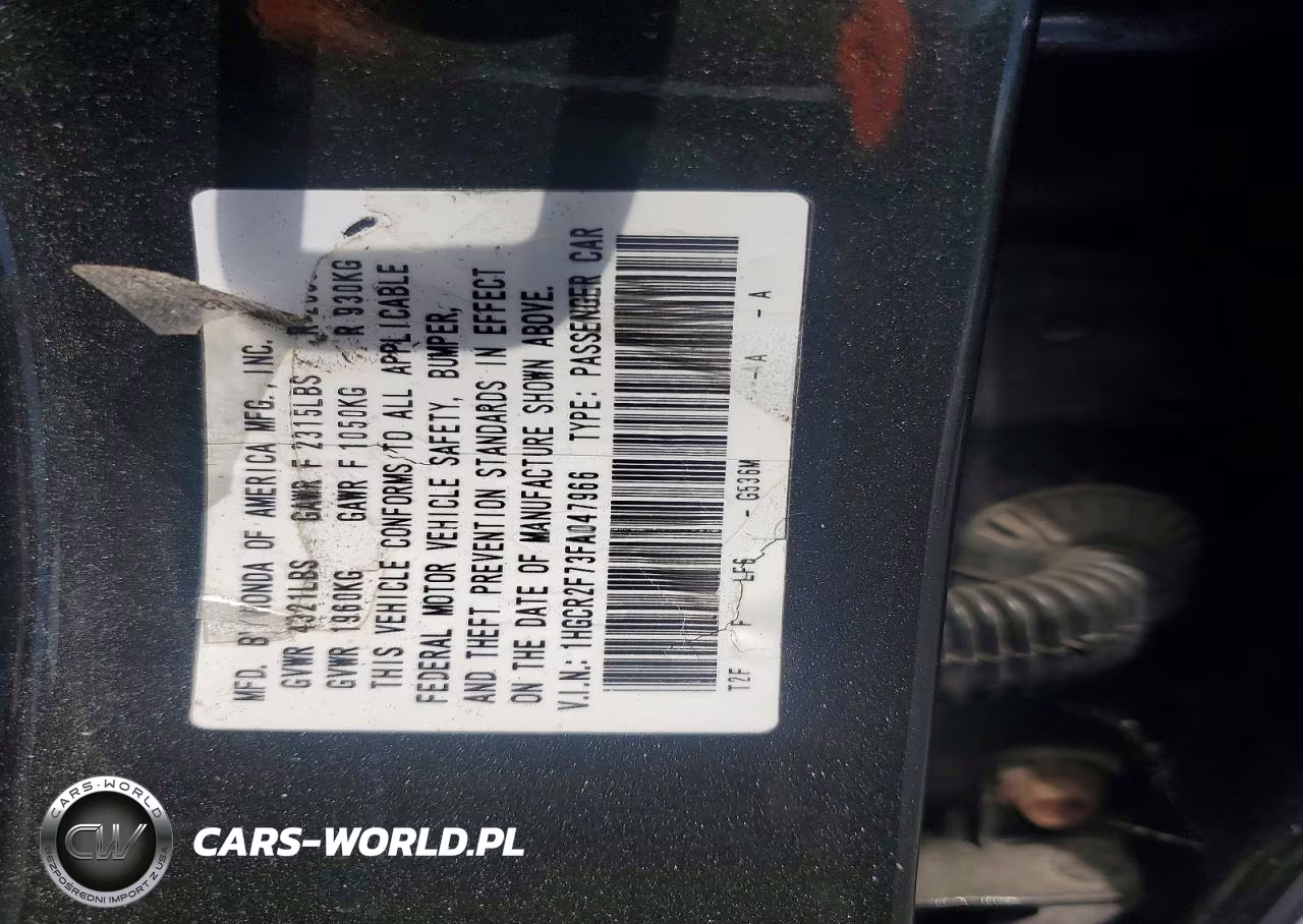 2015 Honda Accord Ex VIN:1HGCR2F73FA047966 - 11