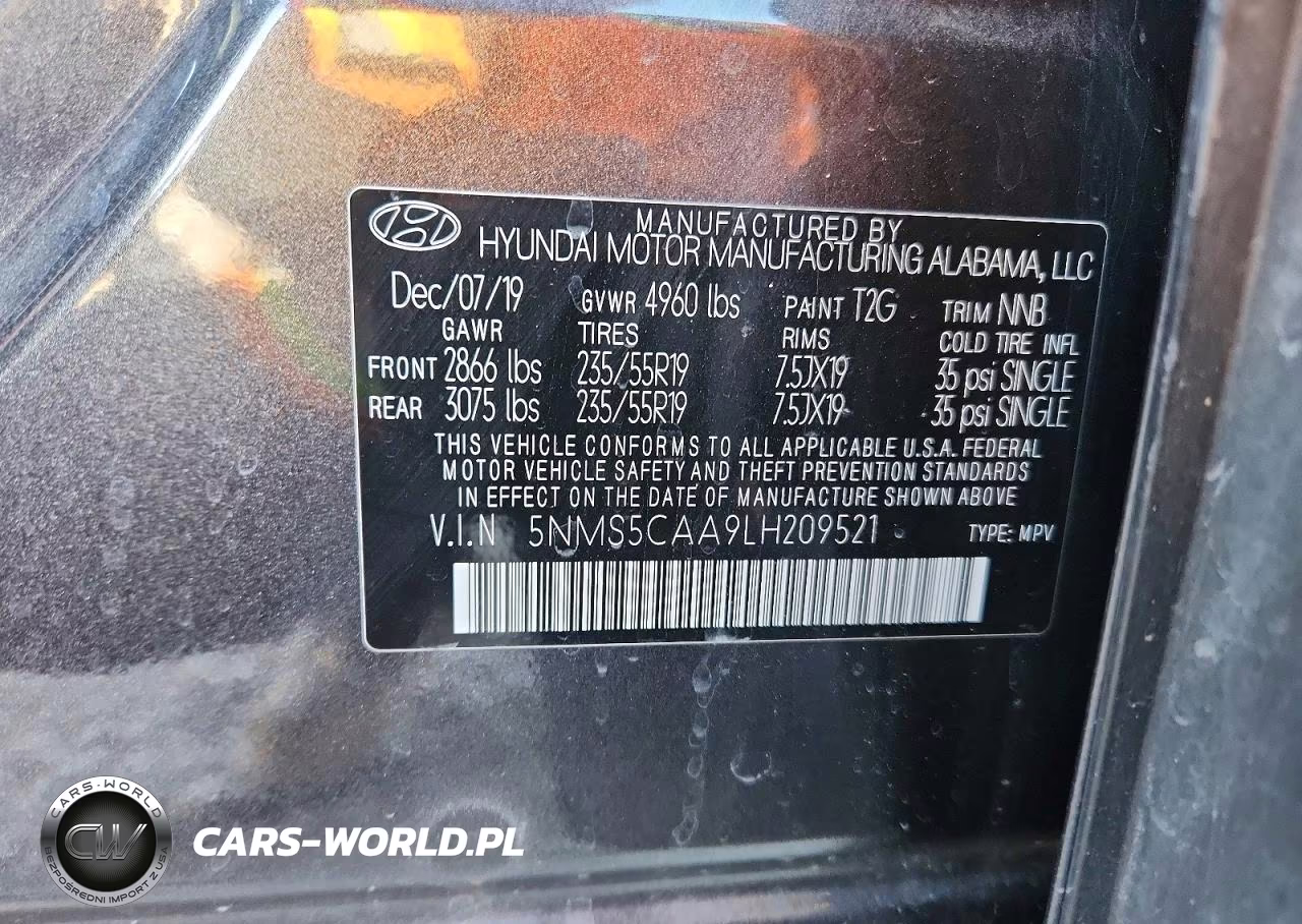 2020 Hyundai Santa Fe Limited 2.0T VIN:5NMS5CAA9LH209521 - 13