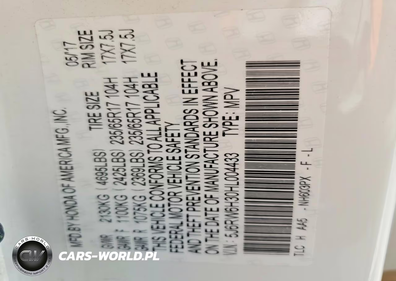 2017 Honda Cr-V Lx VIN:5J6RW6H30HL004433 - 13