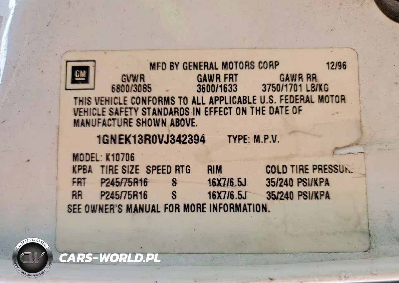 1997 Chevrolet Tahoe K1500 VIN:1GNEK13R0VJ342394 - 13