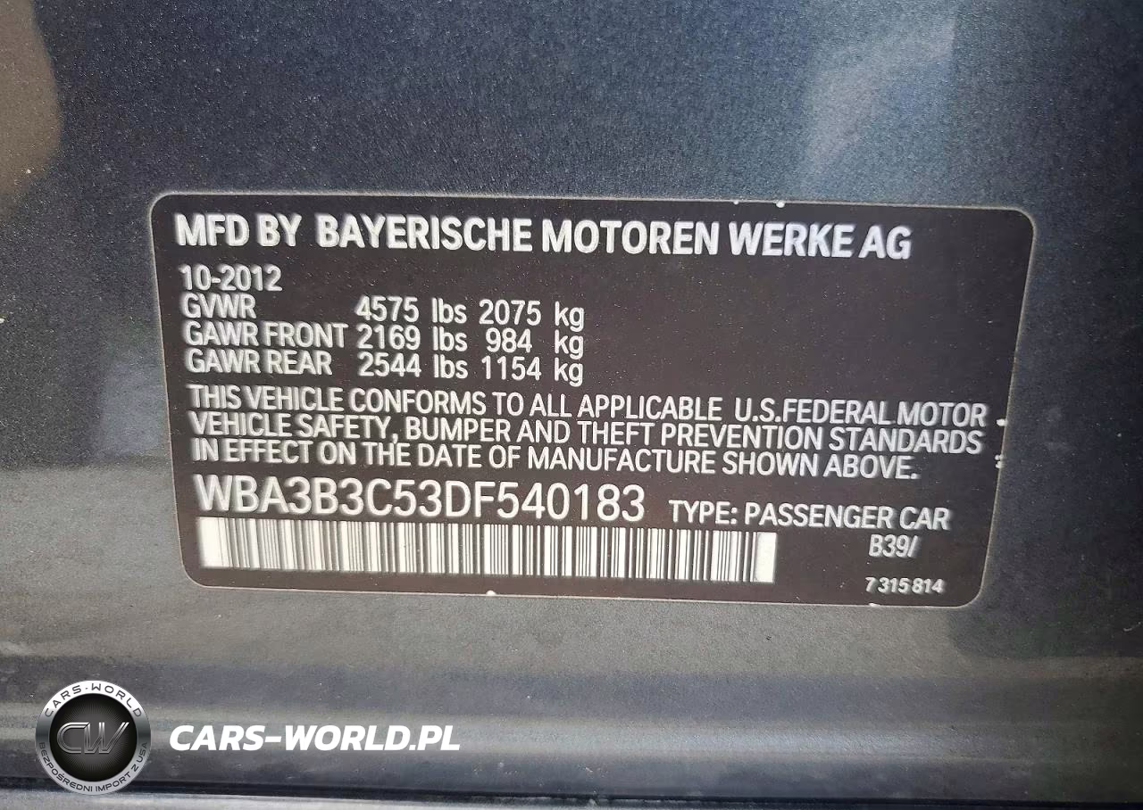 2013 BMW 328 Xi VIN:WBA3B3C53DF540183 - 12