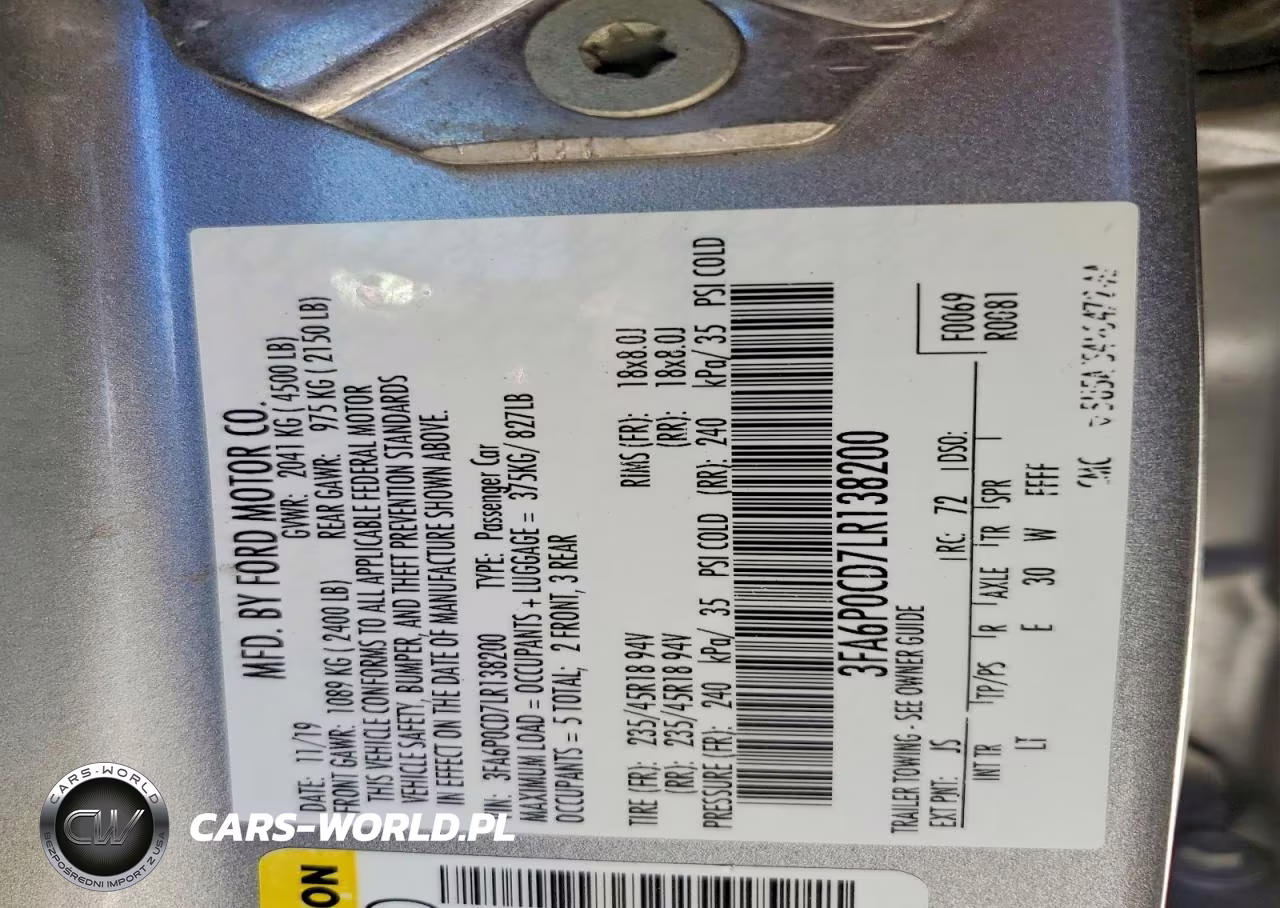 2020 Ford Fusion Sel VIN:3FA6P0CD7LR138200 - 12