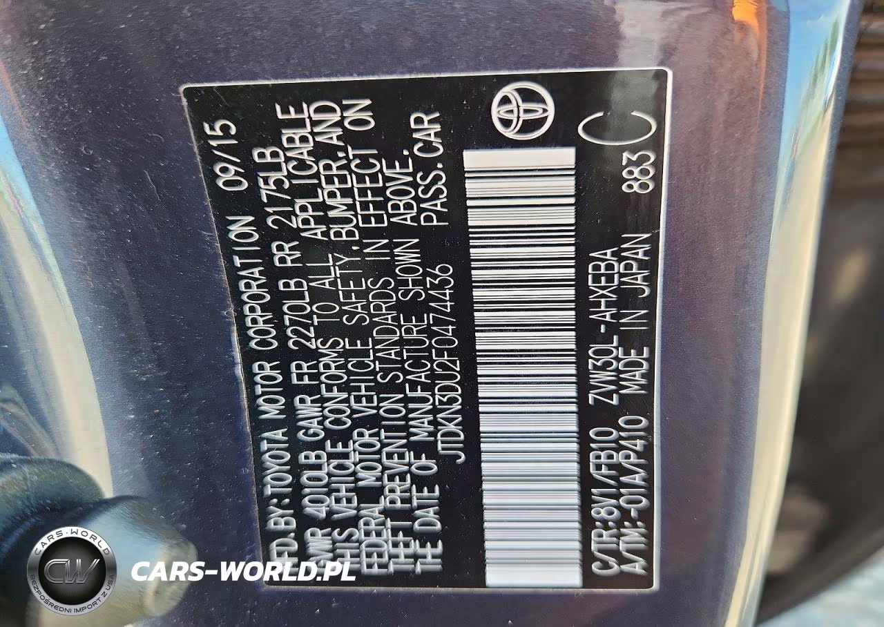 2015 Toyota Prius Two VIN:JTDKN3DU2F0474436 - 12