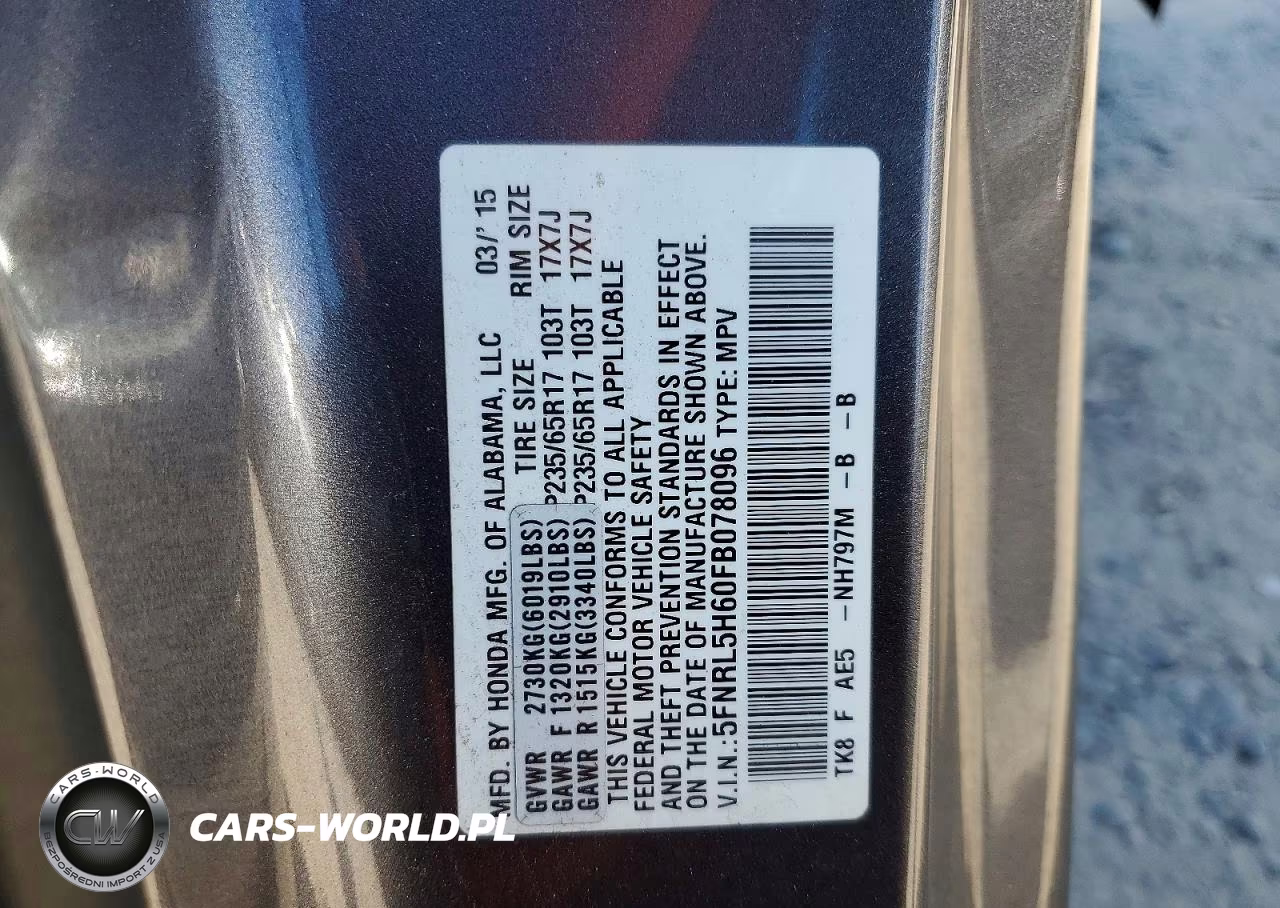 2015 Honda Odyssey Exl VIN:5FNRL5H60FB078096 - 12