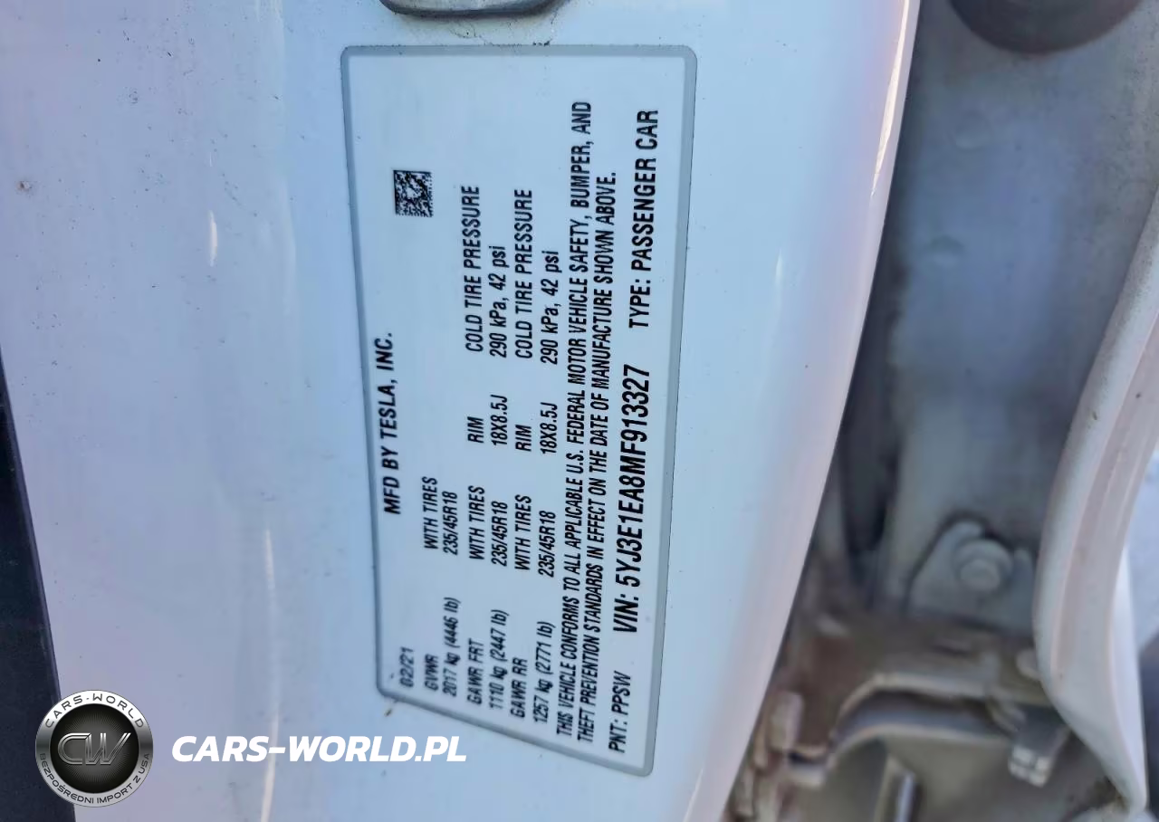 2021 Tesla Model 3 VIN:5YJ3E1EA8MF913327 - 12