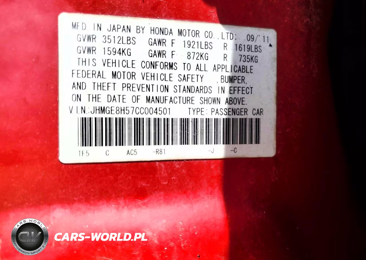 2012 Honda Fit Sport VIN:JHMGE8H57CC004501 - 12