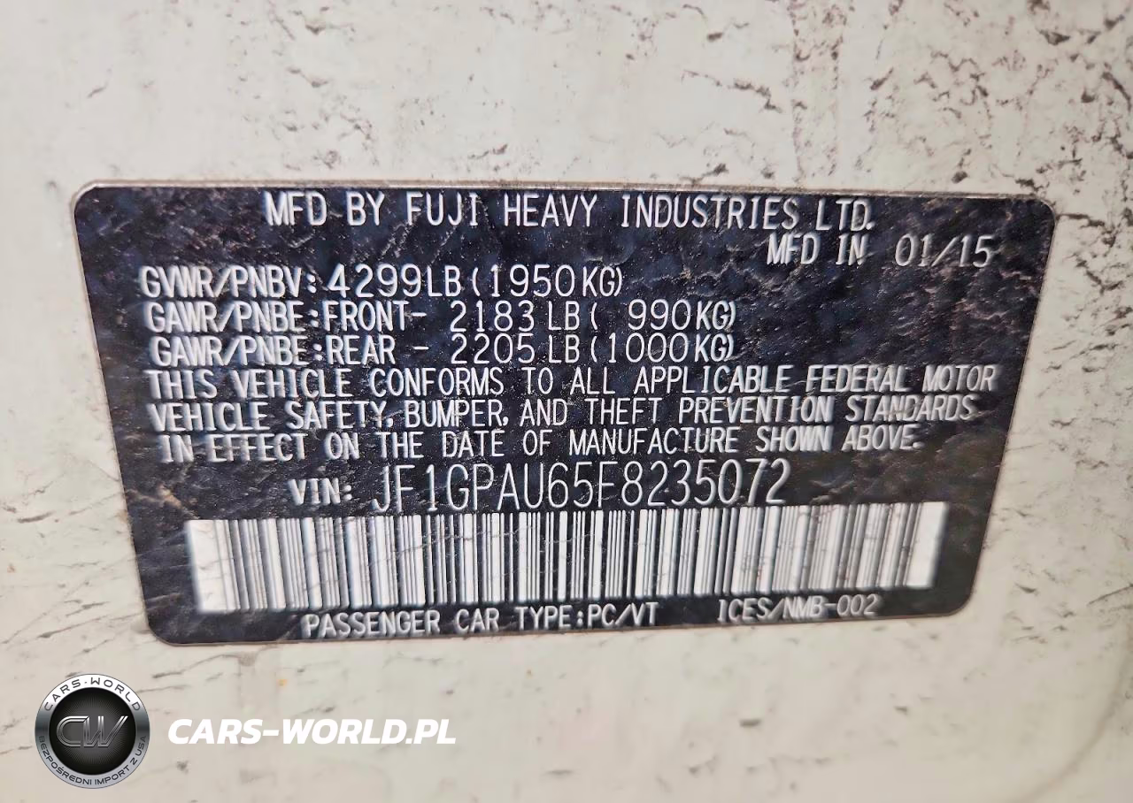 2015 Subaru Impreza Sport VIN:JF1GPAU65F8235072 - 14