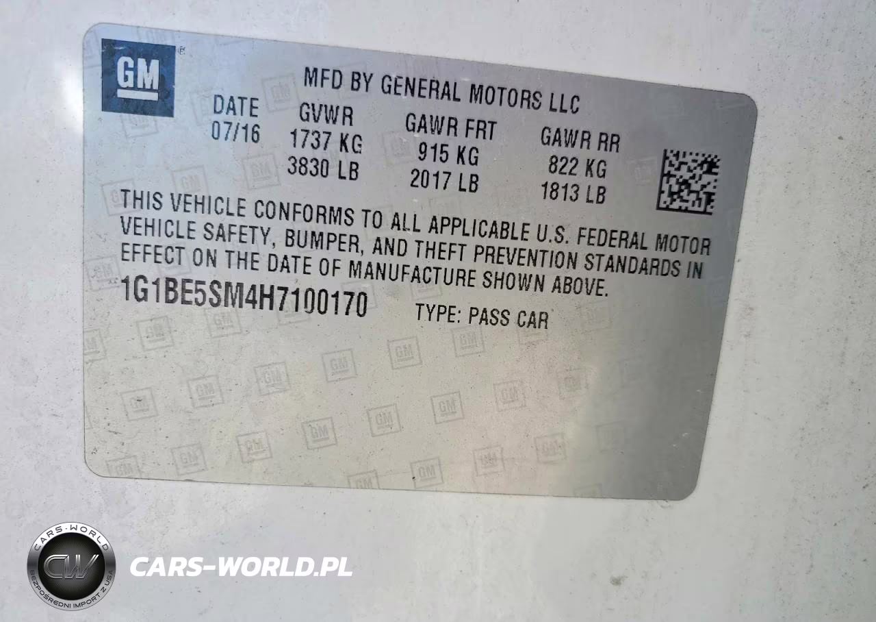 2017 Chevrolet Cruze Lt VIN:1G1BE5SM4H7100170 - 12