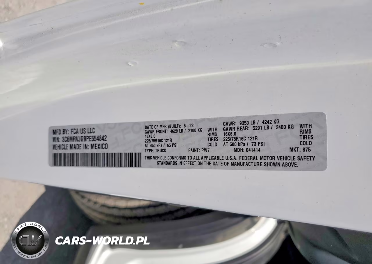 2023 Ram Promaster Cargo Van 3500 VIN:3C6MRVJG9PE554842 - 13
