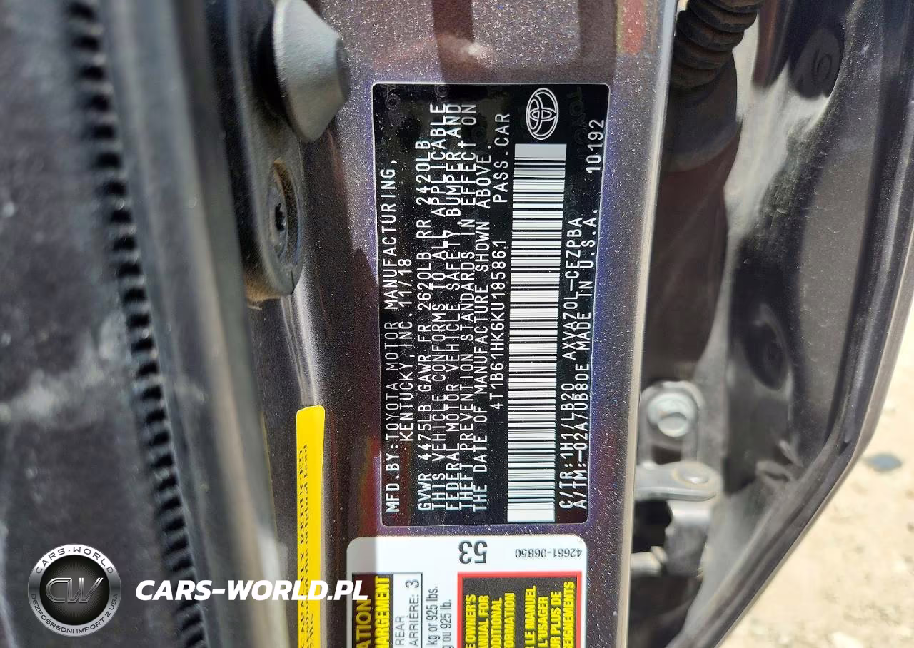 2019 Toyota Camry Xse VIN:4T1B61HK6KU185861 - 12