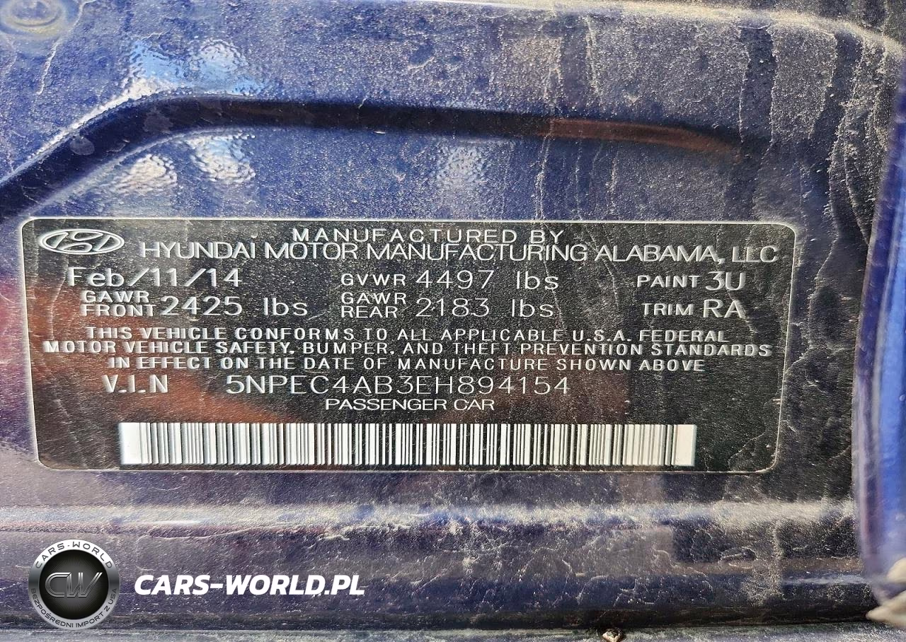 2014 Hyundai Sonata Se 2.0T VIN:5NPEC4AB3EH894154 - 12