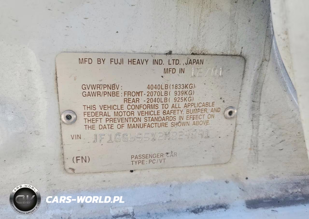 2002 Subaru Impreza Ts VIN:JF1GG655X2H824891 - 12