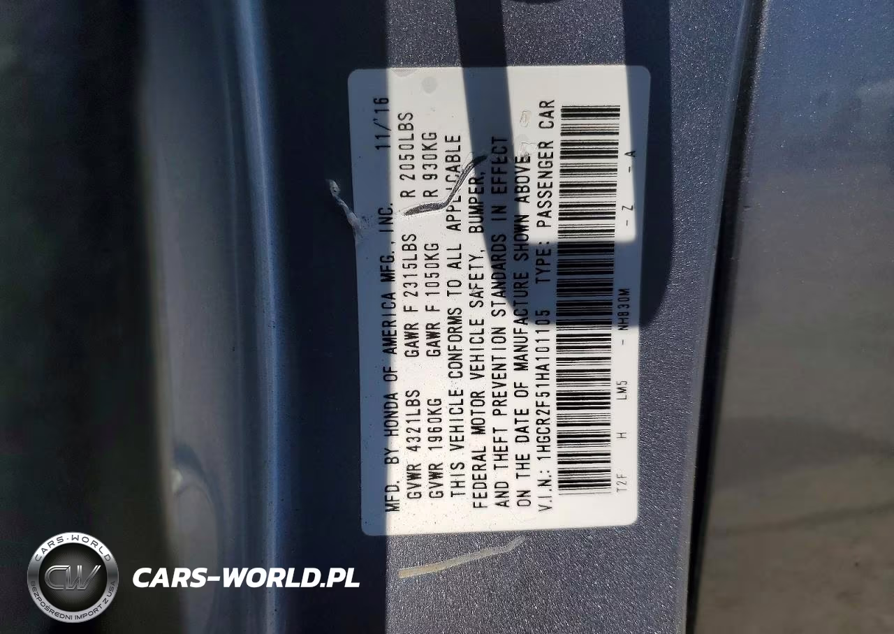 2017 Honda Accord Sport VIN:1HGCR2F51HA101105 - 13
